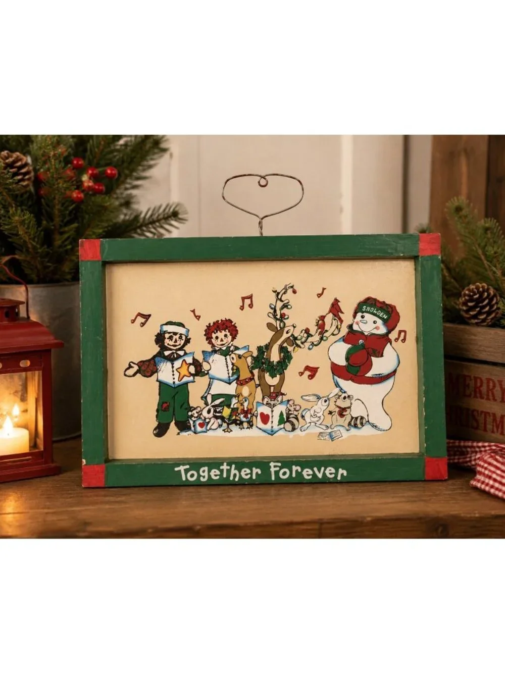 Vintage Snowden & Friends Together Forever Christmas Wall Plaque Raggedy Ann And